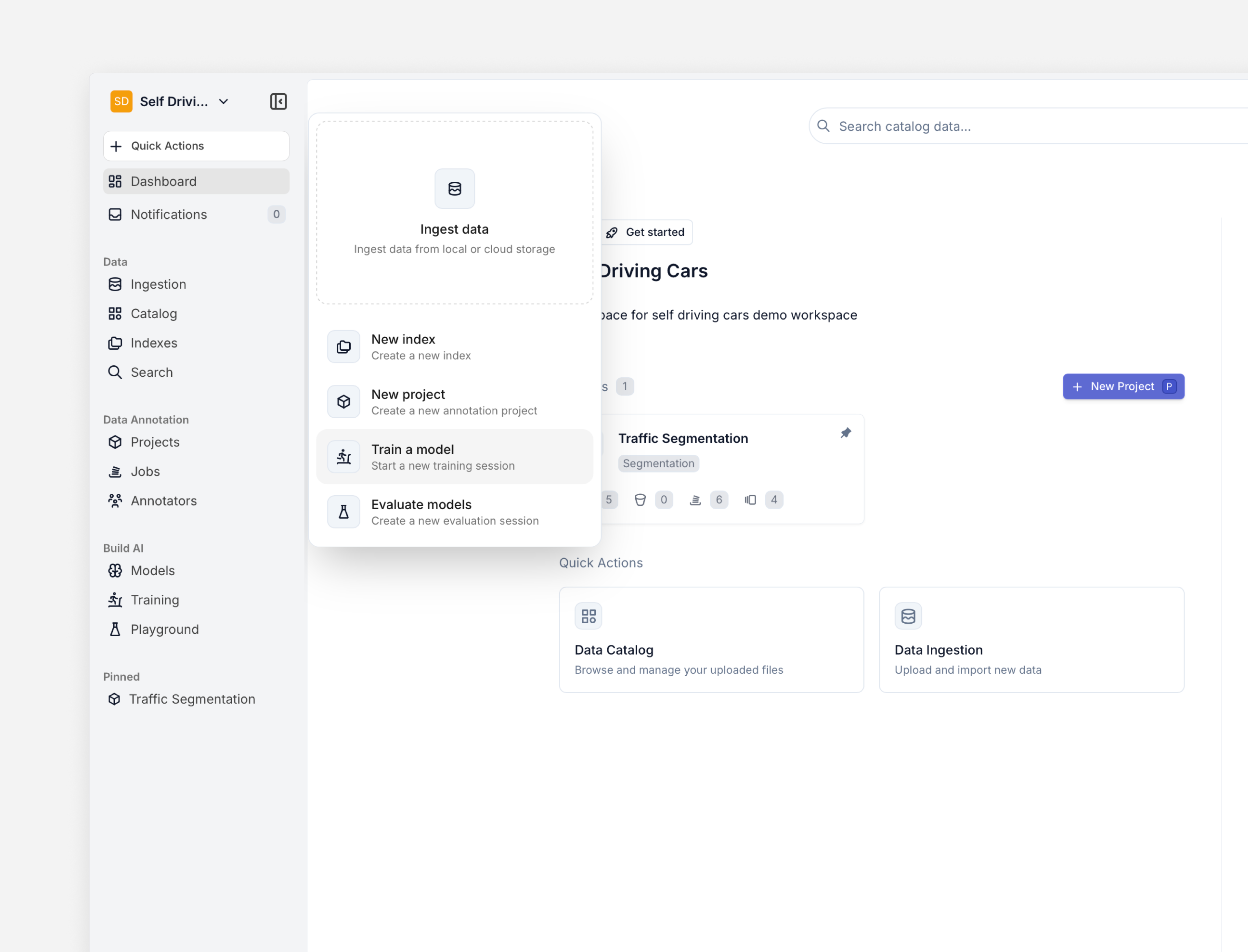 Quick Actions Dropdown